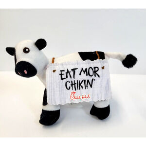 Chick-fil-A Eat Mor Chikin Cow Plush White Black Stuffed Animal Toy 2014 Mascot